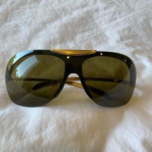 Chanel black and gold aviator sunglasses